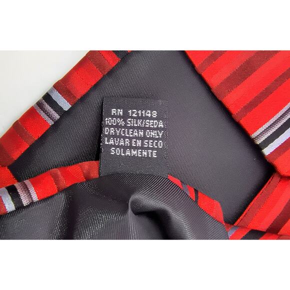 BUNDLE: Kenneth Cole Red Striped Tie & a Small Brown Canvas Zippered Wallet - Picture 4 of 10
